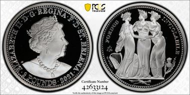 2021 £2 Three Graces 2oz Silver PR69DCAM