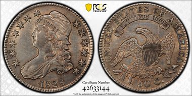 1828 50C Square 2, Small 8s, Sm. Letters N1