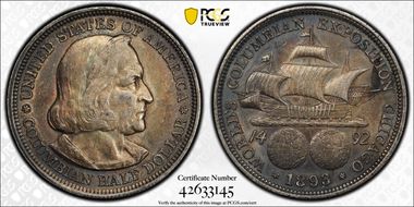 1893 50C Columbian AU55