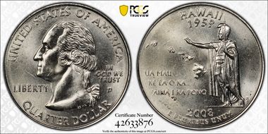 2008-D 25C Hawaii MS65