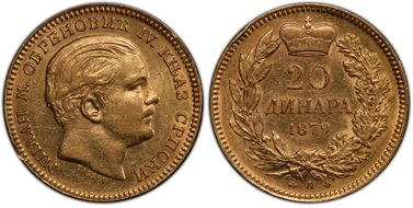 1879-A 20 Din KM-14  Au AU58