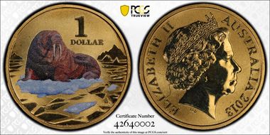 2013 $1 Walrus Al-Bronze Colorized MS68