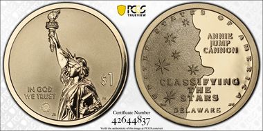 2019-S $1 American Innovation DE Rev PR Cannon, Classifying the Stars PR69