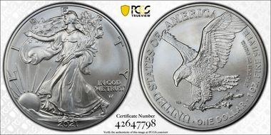 2021 $1 Silver Eagle - Type 2 First Strike MS69
