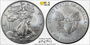 2021 $1 Silver Eagle - Type 1 First Strike MS69