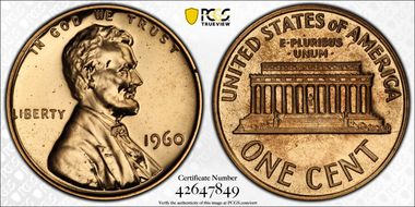 1960 1C Large Date PR65RD