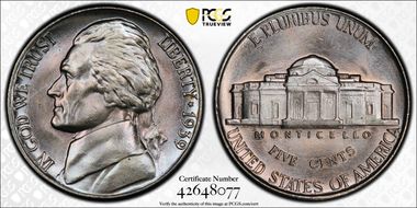 1939 5C Reverse of 1940 MS67FS