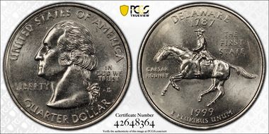 1999-D 25C Delaware MS65