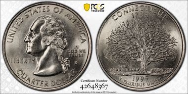 1999-D 25C Connecticut MS65