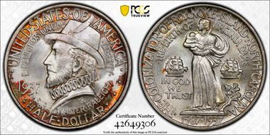1937 50C Roanoke MS67+