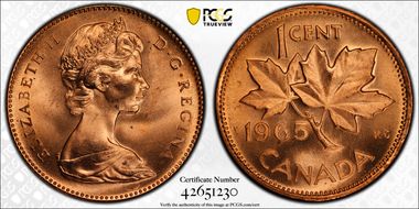 1965 1C Type 3, Lg Beads, Bl 5 MS66RD