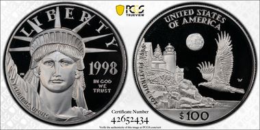 1998-W $100 Statue of Liberty PR69DCAM