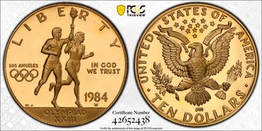 1984-W $10 Olympic PR69DCAM