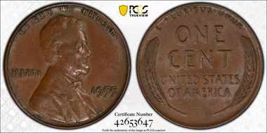 1955 1C Doubled Die Obverse AU55BN