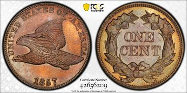 1857 1C Obverse of 1856, FS-401b MS66