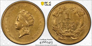 1854 G$1 Type 2 DDO FS-101 AU53