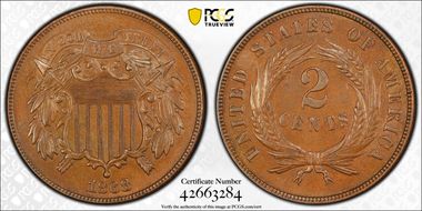 1868 2C AU58+ BN