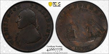 1793/2 Ship 1/2P Washington President Payable in Anglesey VF25BN