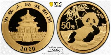 2020 50 Yn Panda Gold MS70
