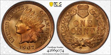 1907 1C MS66+ RD