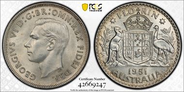 1951(m) Florin KM-48  Ag MS64