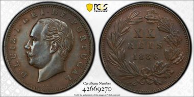 1886 20 Reis AU55BN