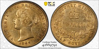 1866-SY 1/2 Sov AU55