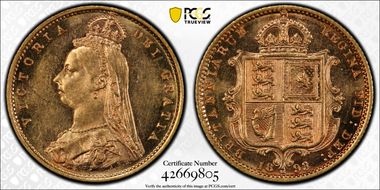 1893-M 1/2 Sov S-3870B Jubilee Head MS62