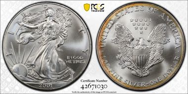 2001 $1 Silver Eagle MS66
