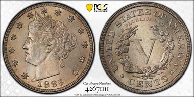 1883 5C With CENTS MS66