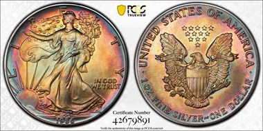 1986 $1 Silver Eagle MS68