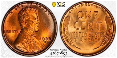1938-D 1C MS67+ RD