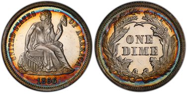 1866 10C PR65DCAM