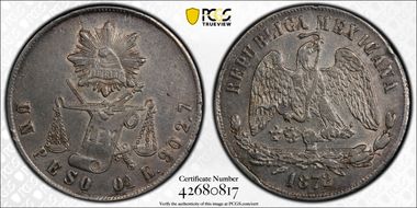 1872-Oa E Peso KM-408.6 Small A AU53