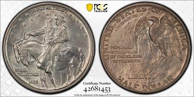 1925 50C Stone Mountain AU58