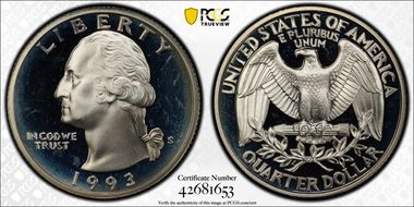 1993-S 25C Silver PR67DCAM