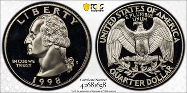 1998-S 25C Silver PR68DCAM