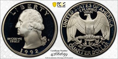 1992-S 25C Silver PR68DCAM