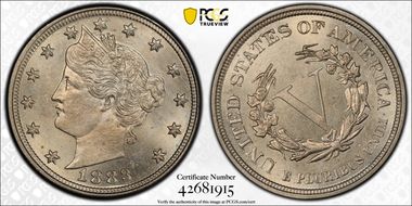 1883 5C No CENTS MS64