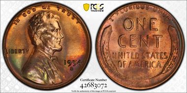 1954-S 1C MS65RB