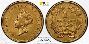 1854 G$1 Type 2 AU55