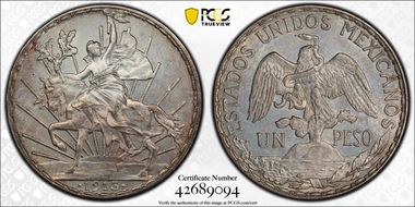 1913 Peso Caballito KM-453  Ag MS62