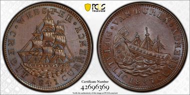 1841 Token HT-21 Copper Daniel Webster MS62BN