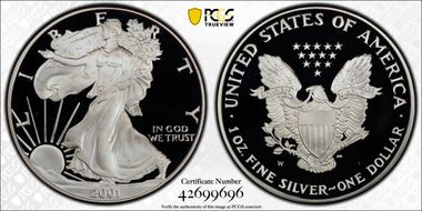2001-W $1 Silver Eagle PR69DCAM