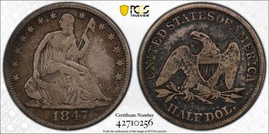 1847/6 50C WB-9, FS-301 Overdate N1