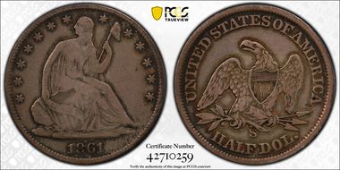 1861-S 50C WB-11 Large S VG10