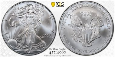 2002 $1 Silver Eagle MS69
