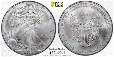 2002 $1 Silver Eagle MS69