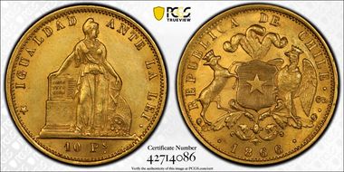 1866-So 10 Peso MS62