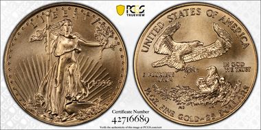 1999 $25 Gold Eagle MS68